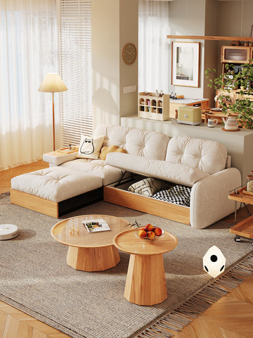 Japanese style L shape expandable sofa with storage - SMART SPACES