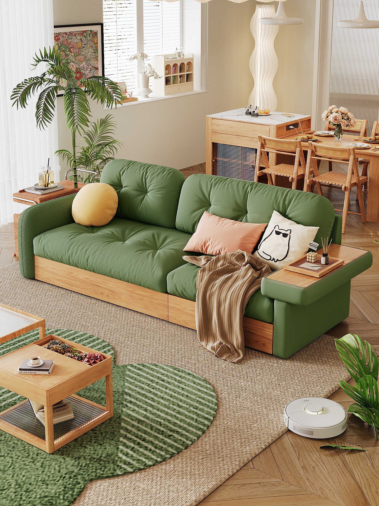 Asian fusion style Luxury sofa with storage - SMART SPACES