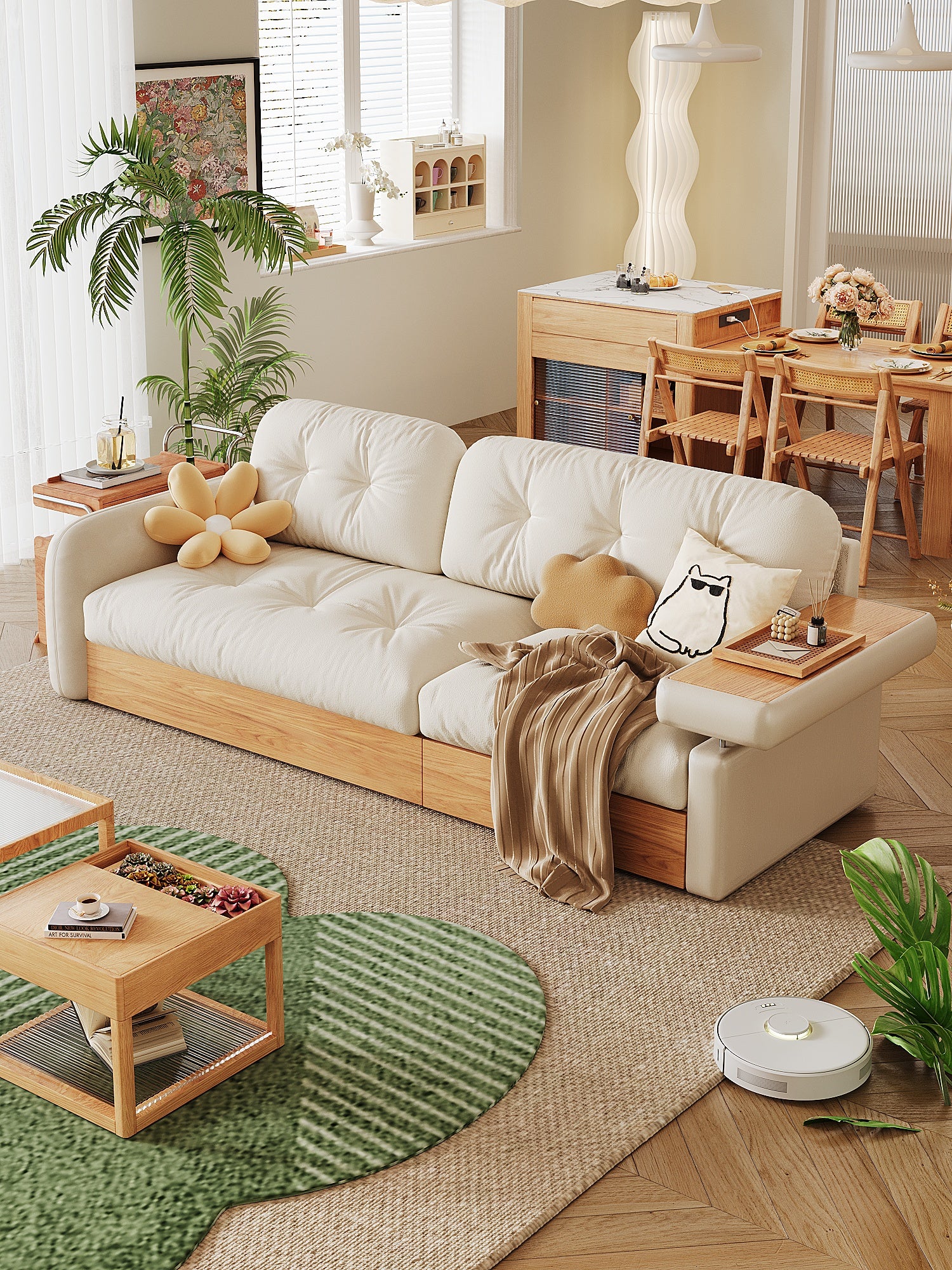 Asian fusion style Luxury sofa with storage - SMART SPACES