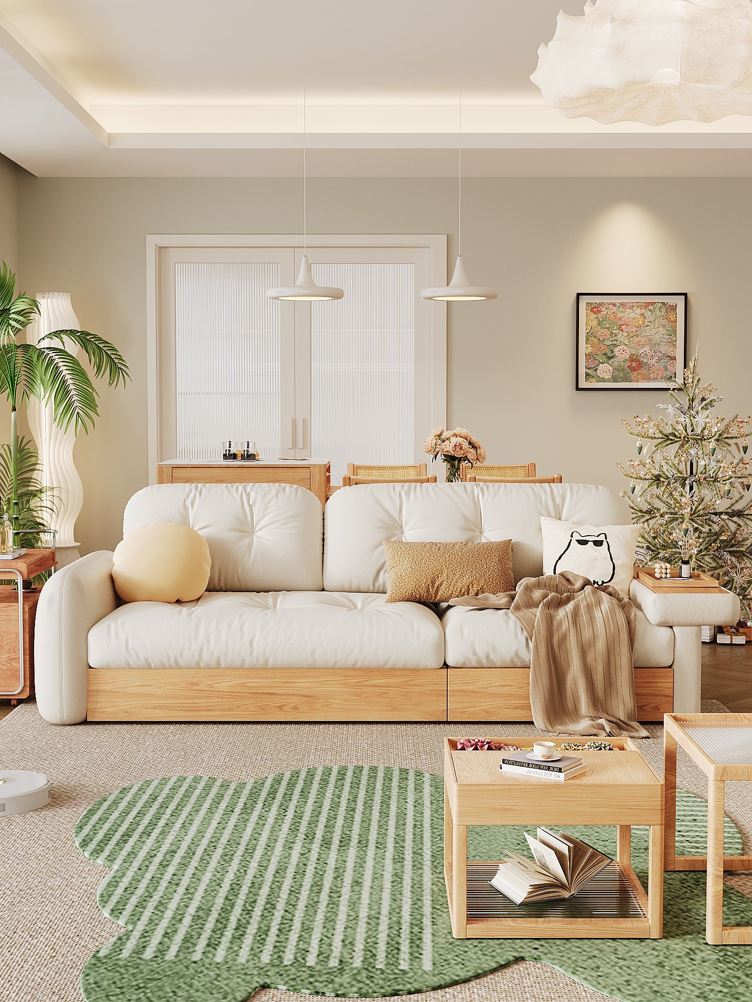 Asian fusion style Luxury sofa with storage - SMART SPACES