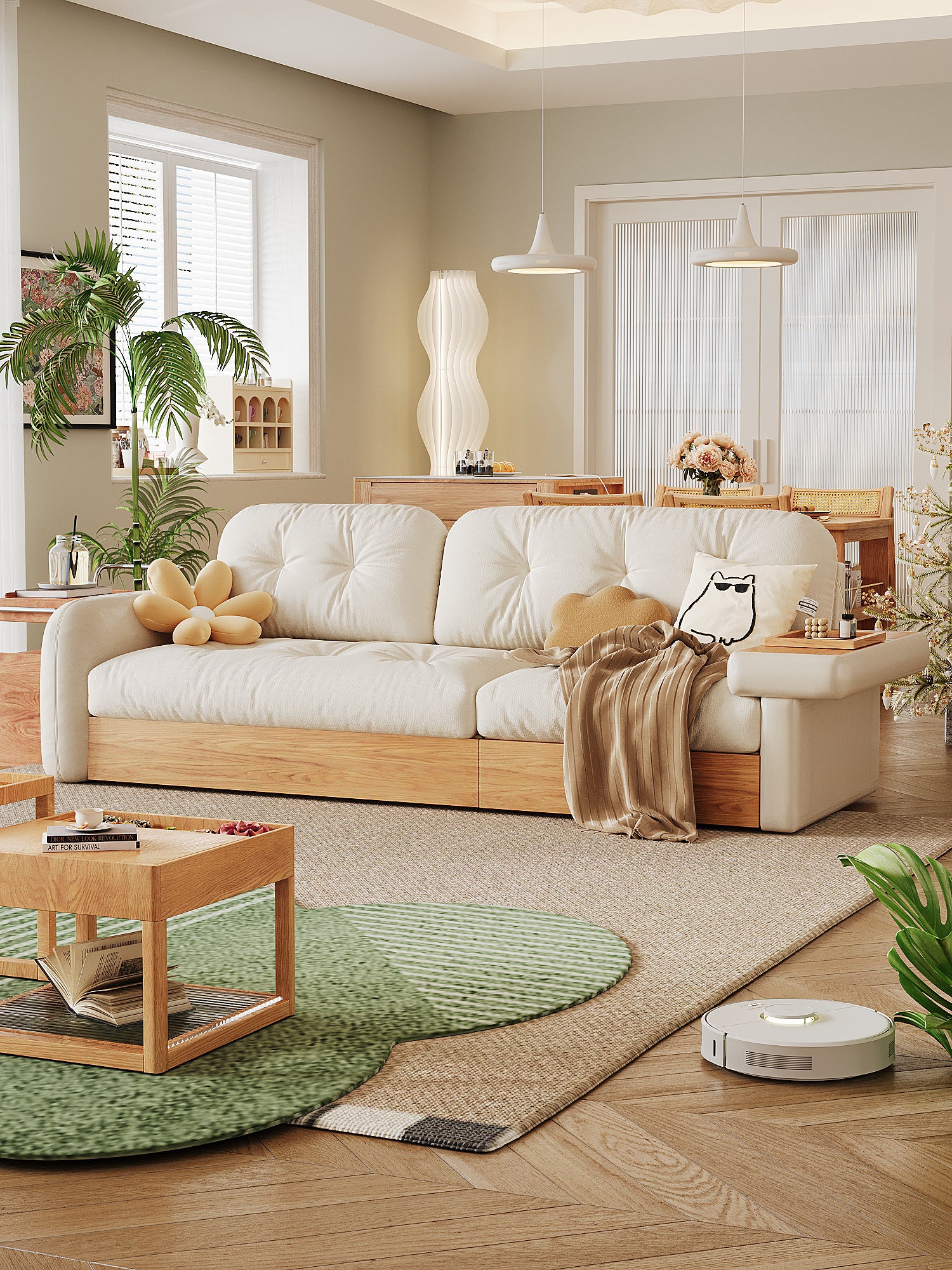 Asian fusion style Luxury sofa with storage - SMART SPACES