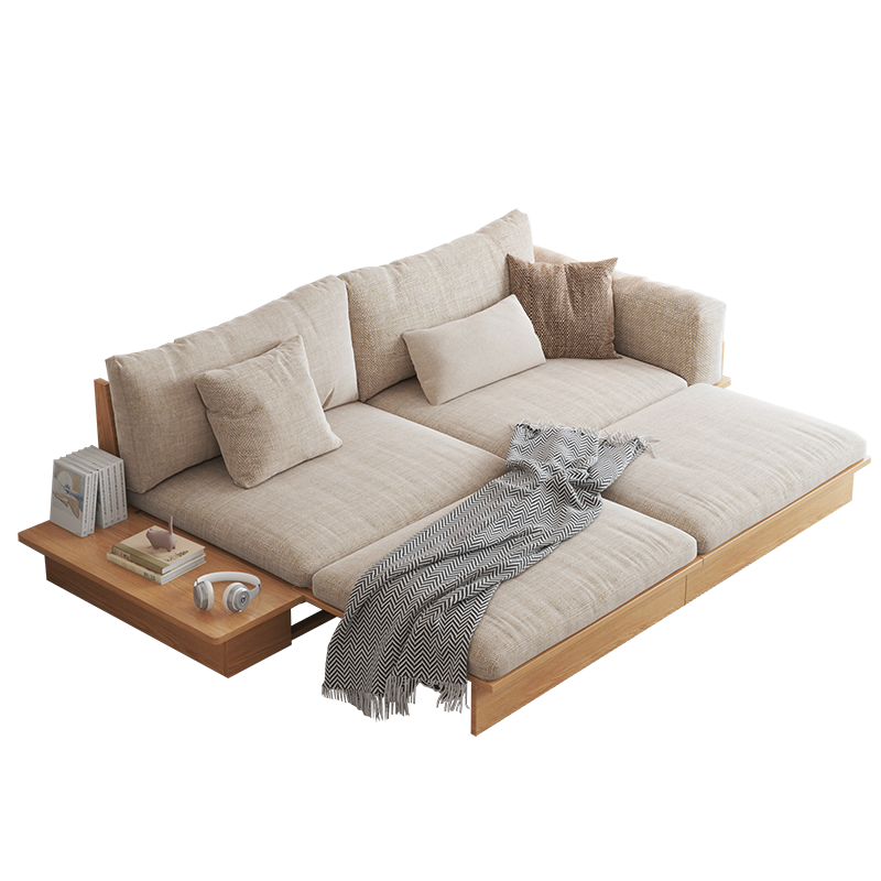 Scandinavian style extendable sofa with side table and storage compartment - SMART SPACES