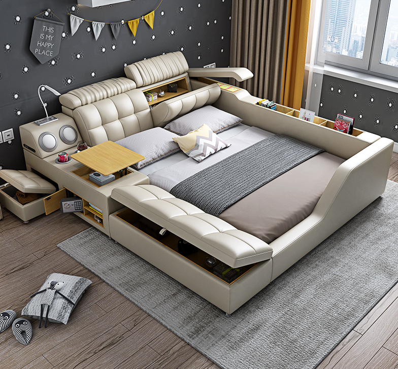EVOTECH SMART BED WITH SPEAKERS AND OTTOMAN STORAGE - SMART SPACES