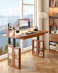 Adjustable electric office work table wooden frame - SMART SPACES
