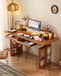 Adjustable electric office work table wooden frame - SMART SPACES