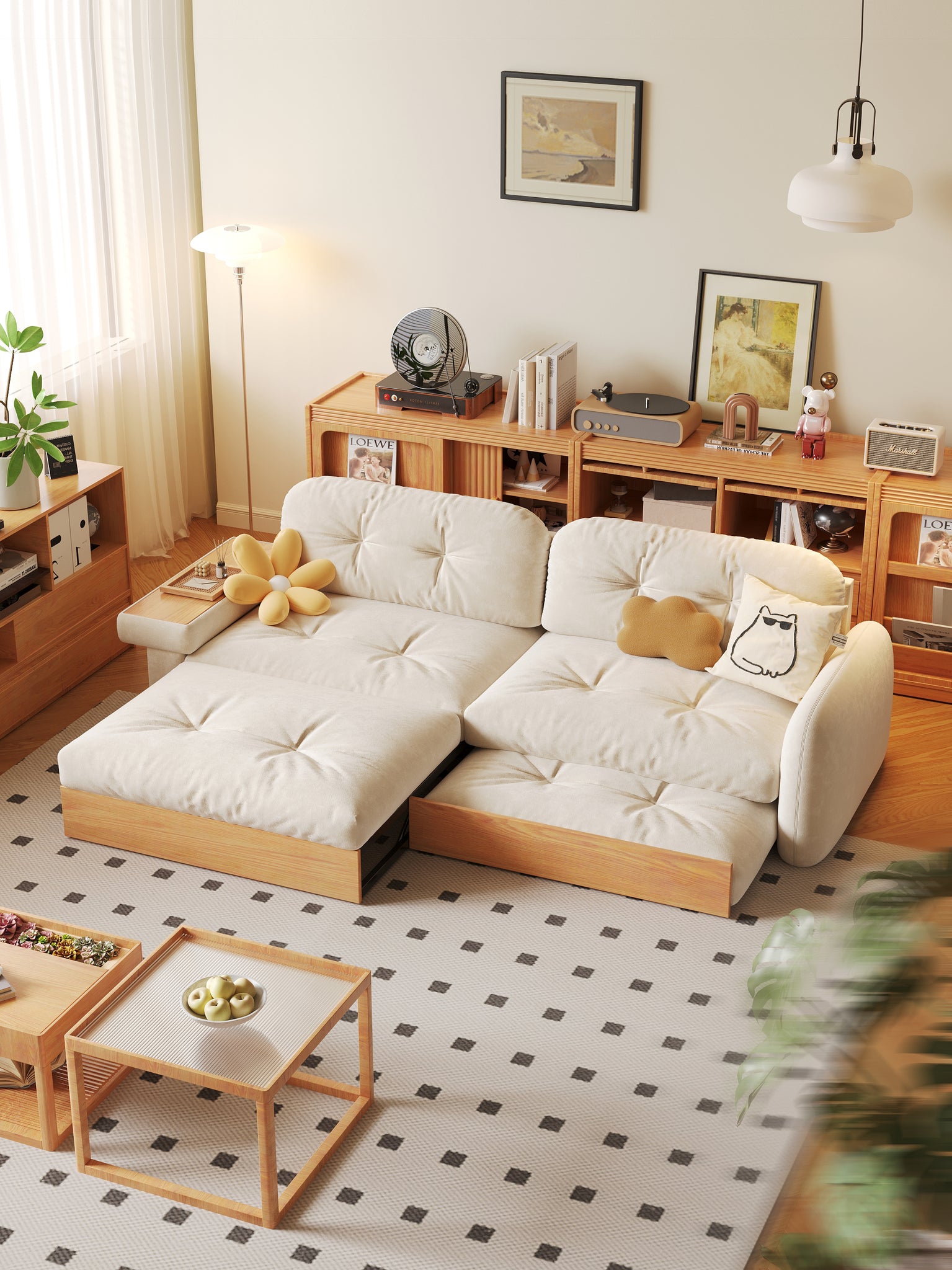 Japanese style plush sofa with Storage capacity - SMART SPACES