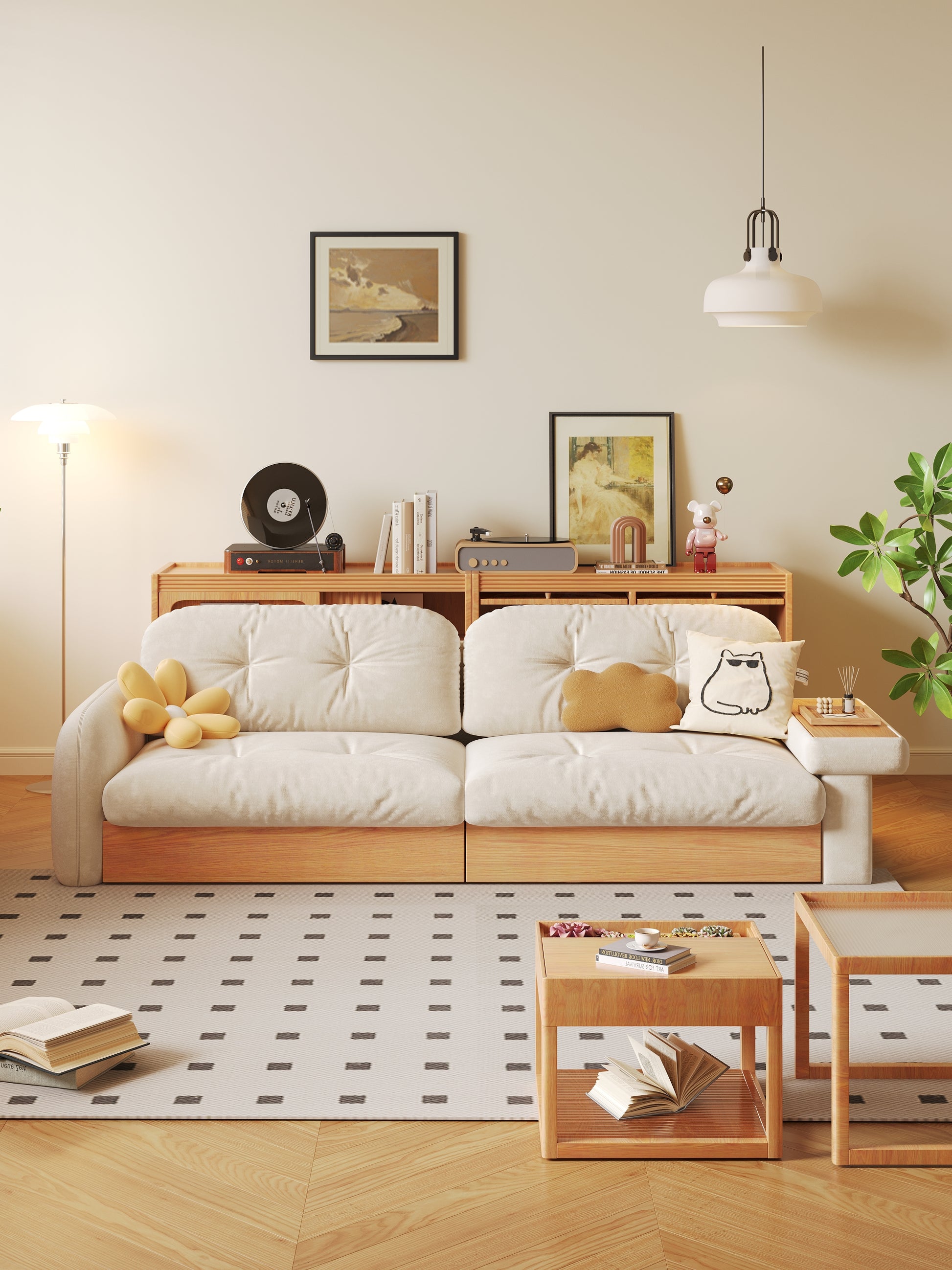 Japanese style plush sofa with Storage capacity - SMART SPACES