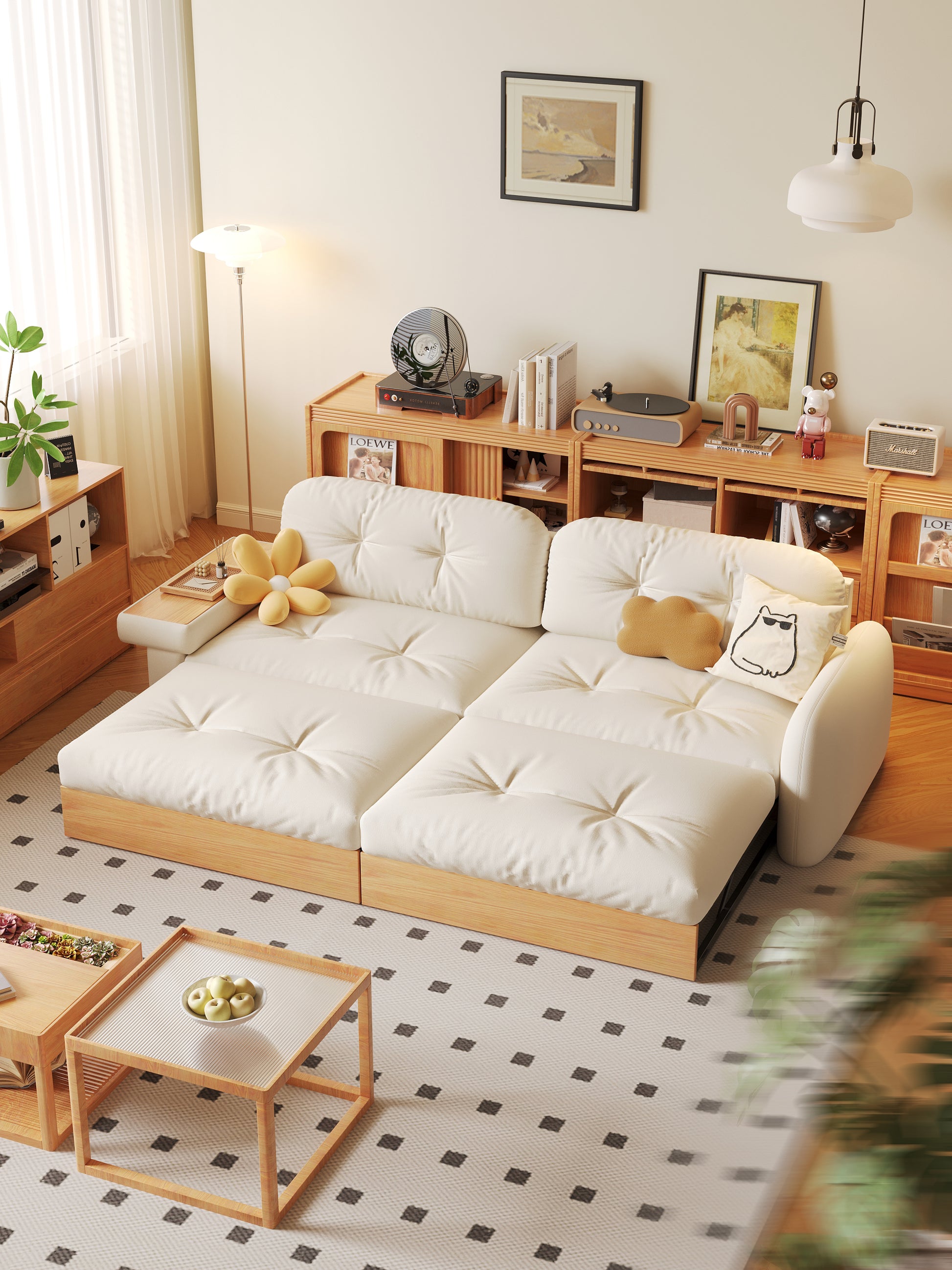 Japanese style plush sofa with Storage capacity - SMART SPACES