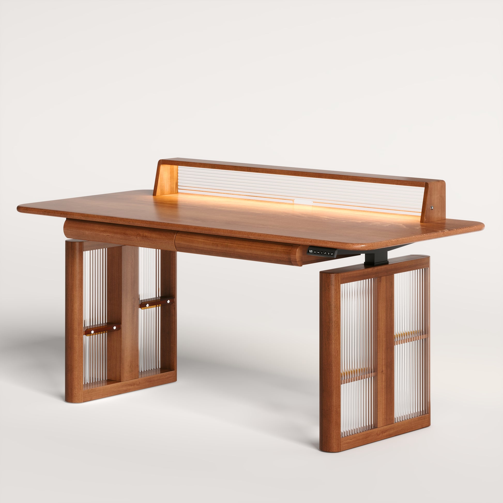 Adjustable electric office work table wooden frame - SMART SPACES
